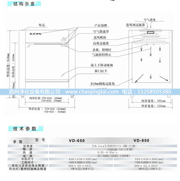 VD-850台式垂直送风QS认证超净台/净化工作台
